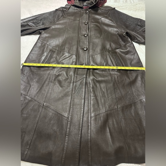Y Alexander Vintage Brown Hooded Leather Trench Coat - Picture 10 of 14